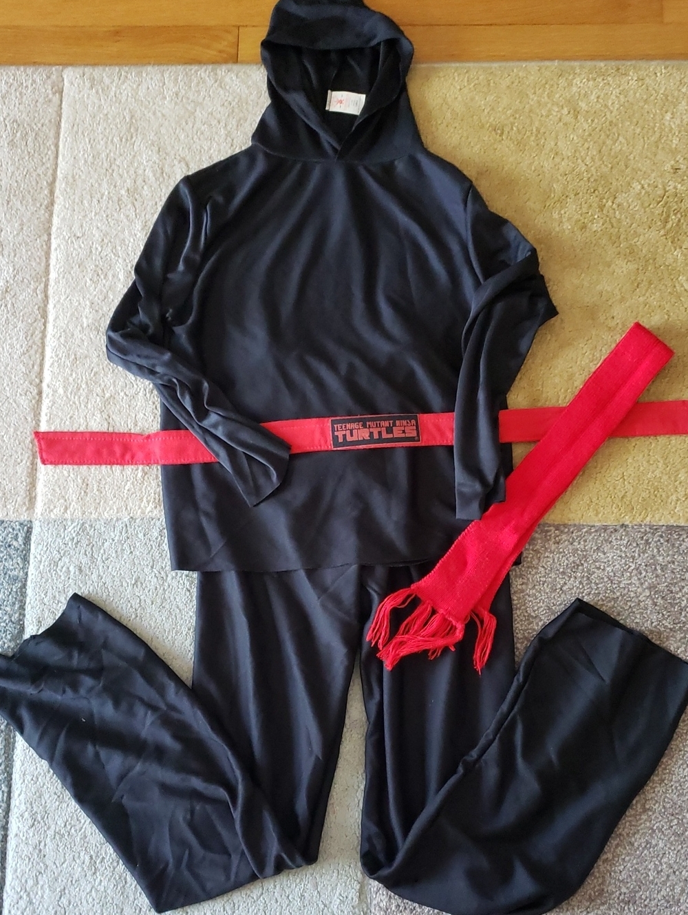 Kids Ninja Costume Set with Red Belt and Scarf - Made In The USA
